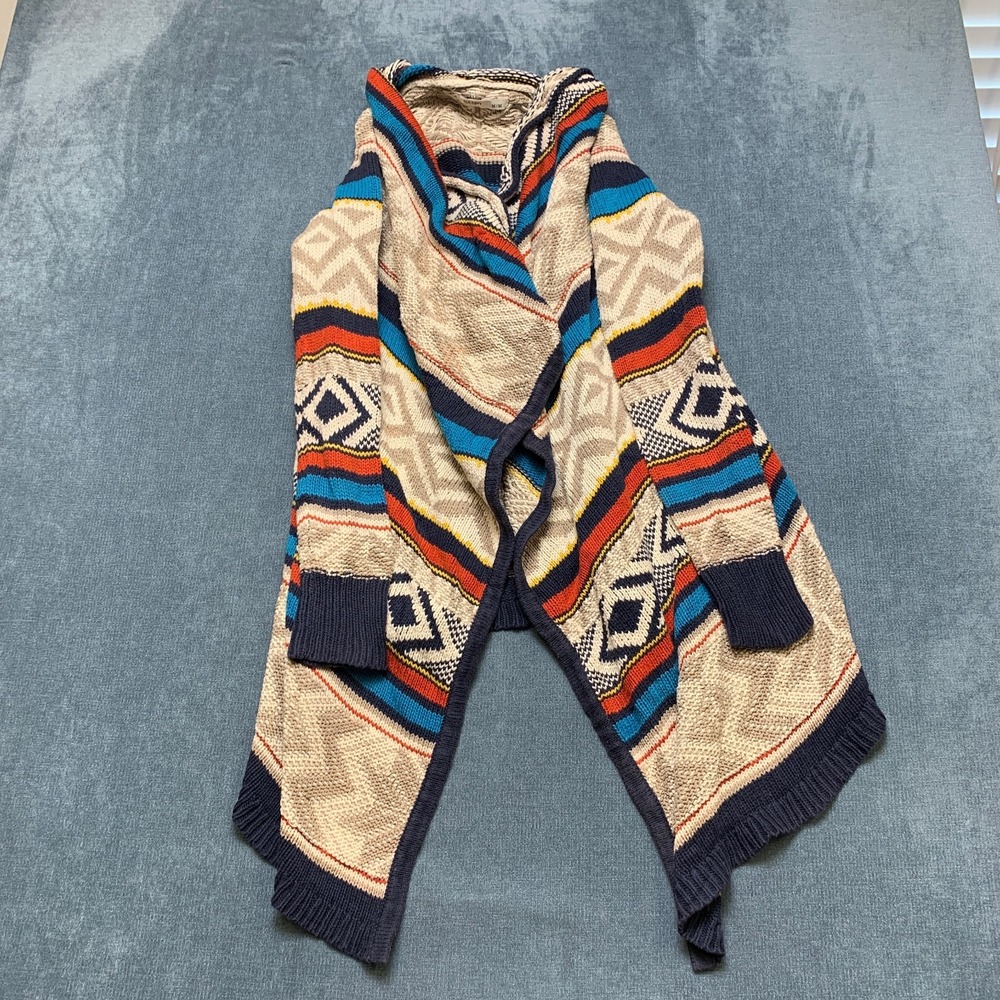 Old Navy Cardigan Sweater Womens Medium Multicolor Tribal Aztec Print Open Front